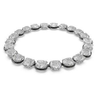 swarovski عقد شوكر harmonia، مزدان بكريستالات مربعة بحواف دائرية، لون أبيض، لمسة نهائية من معادن مختلطة