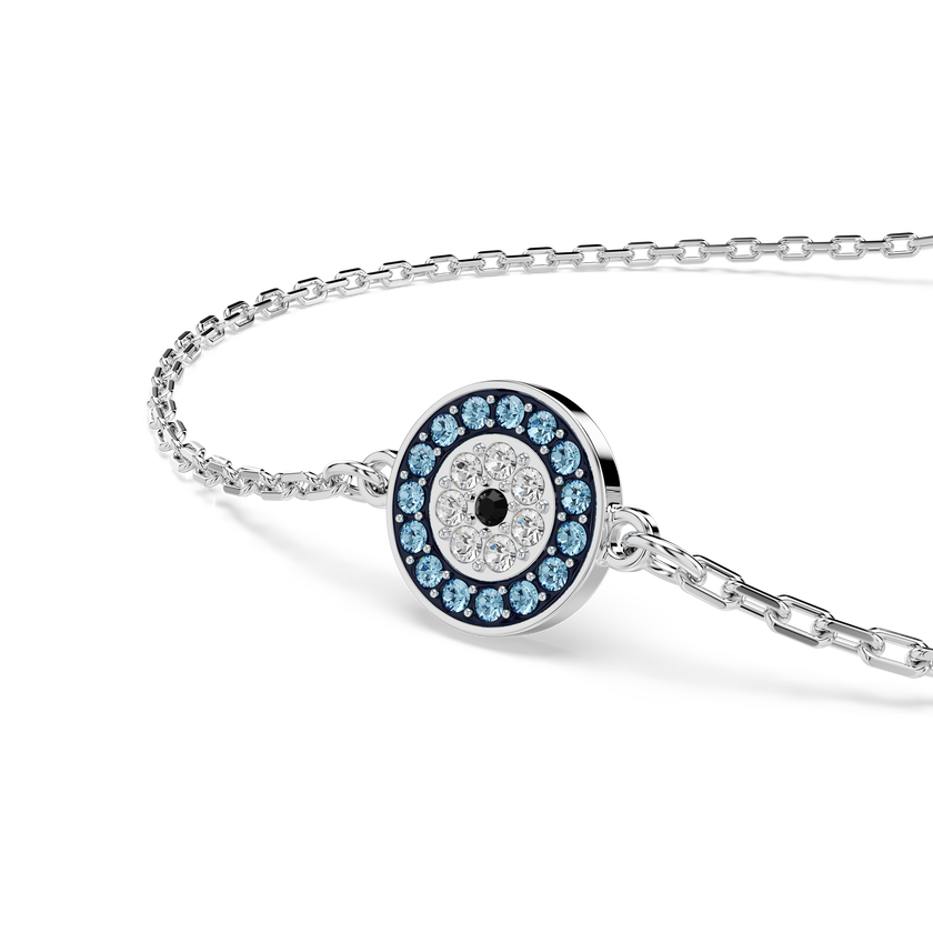 swarovski سوار luckily، أحجار كريستال صغيرة متراصة، شكل عين، لون أزرق، طلاء روديوم