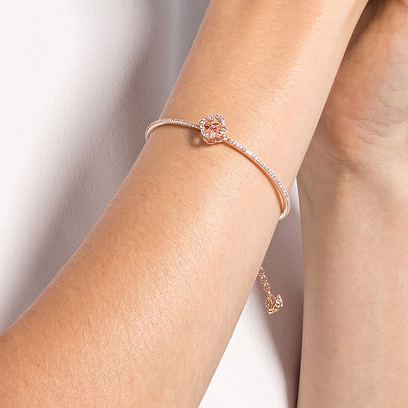 swarovski سوار una، على شكل زهرة البرسيم، لون وردي، طلاء ذهبي وردي