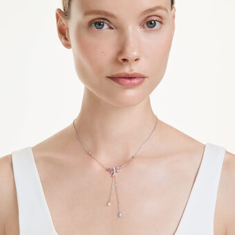 عقد ariana grande x swarovski على شكل حرف y، قطع متنوع، شكل يعسوب، ألوان متعددة، طلاء روديوم