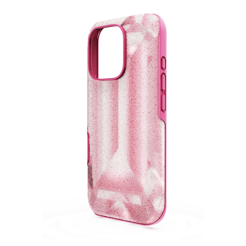 swarovski حافظة هاتف ذكي high، طبعة بنقشة الكريستال، iphone  16 pro، لون وردي