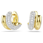 swarovski أقراط حلقية dextera، قطع مستدير، حجم صغير، لون أبيض، طلاء باللون الذهبي