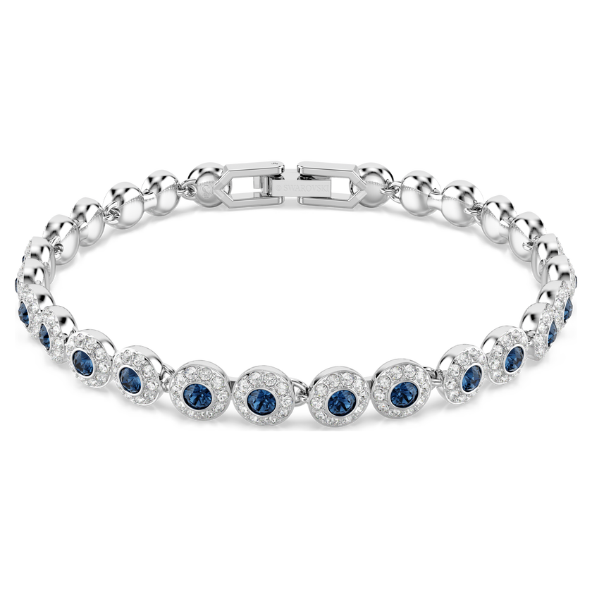 swarovski سوار تنس una angelic، قطع مستدير، لون أزرق، طلاء روديوم