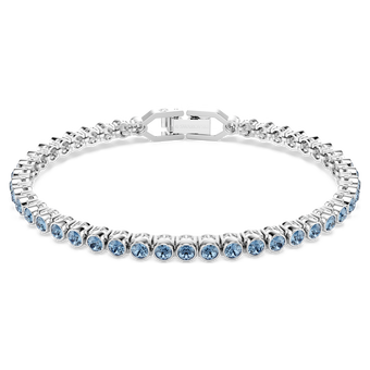swarovski سوار تنس imber emily، قطع مُستدير، لون أزرق، طلاء روديوم