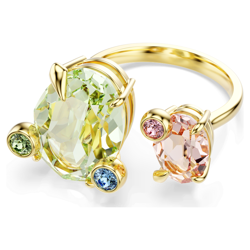 swarovski خاتم gema، طقم مكون من 3 قطع، قطع متنوع، ألوان متعددة، طلاء باللون الذهبي
