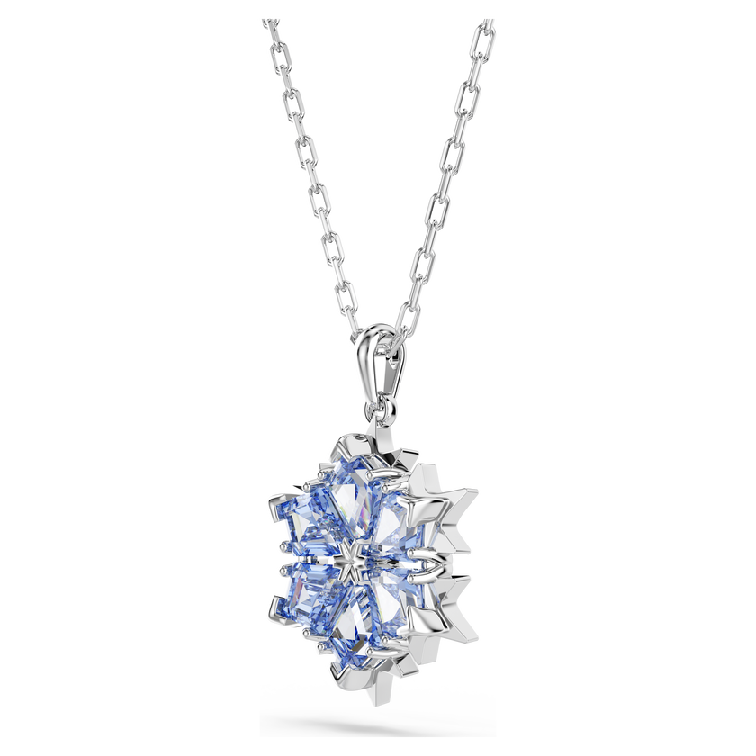 swarovski قلادة magic، شكل ندفة ثلج، لون أزرق، طلاء روديوم