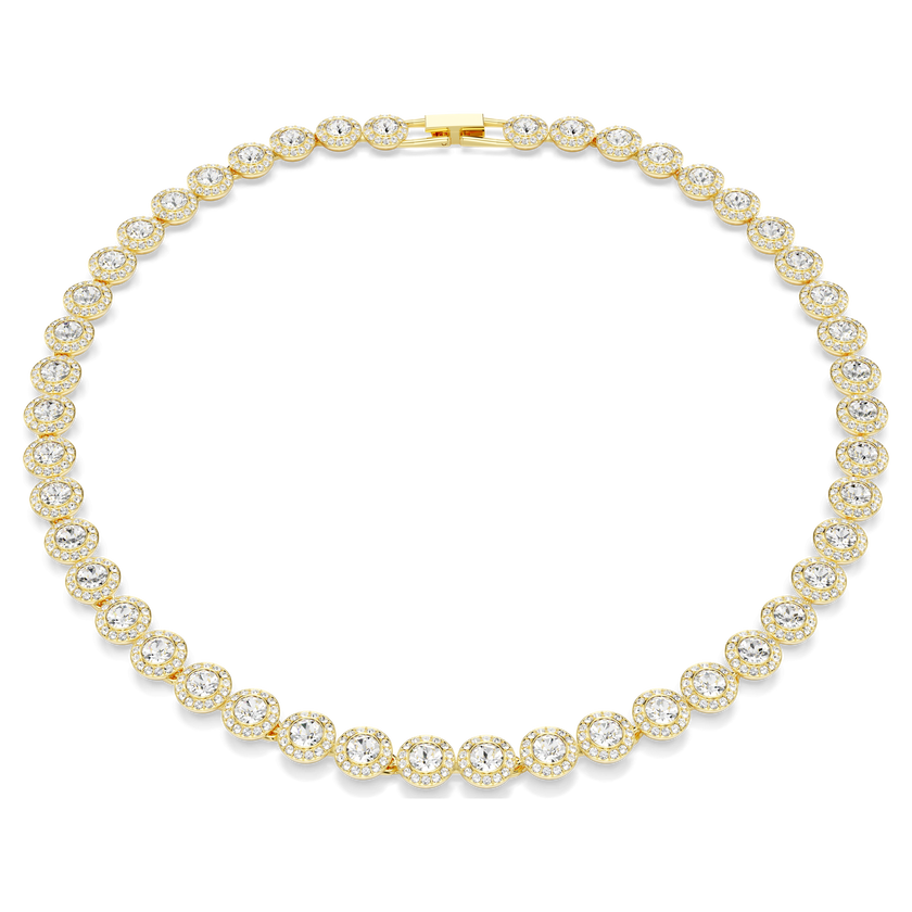 swarovski عقد una angelic tennis، قطع مستدير، لون أبيض، طلاء باللون الذهبي