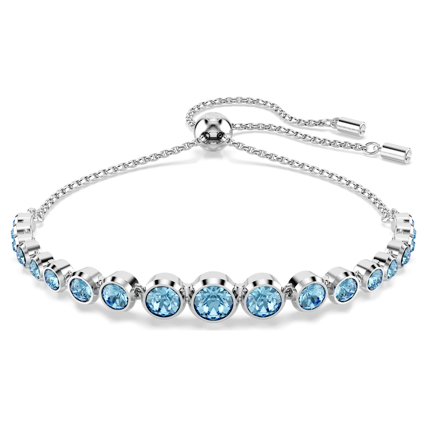 swarovski سوار imber tennis، قطع مستدير متنوع، لون أزرق، طلاء روديوم
