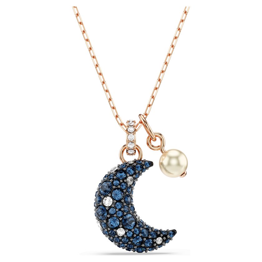 swarovski قلادة sublima، لؤلؤ كريستال، على شكل هلال، ألوان متعددة، طلاء بلون ذهبي وردي
