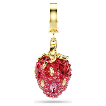 swarovski قلادة idyllia، قطع متنوع، شكل فراولة، لون أحمر، طلاء باللون الذهبي