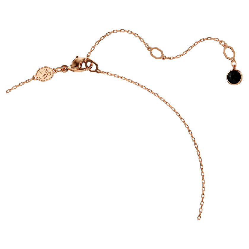 قلادة swarovski swan، على شكل بجعة، لون أسود، طلاء ذهبي وردي