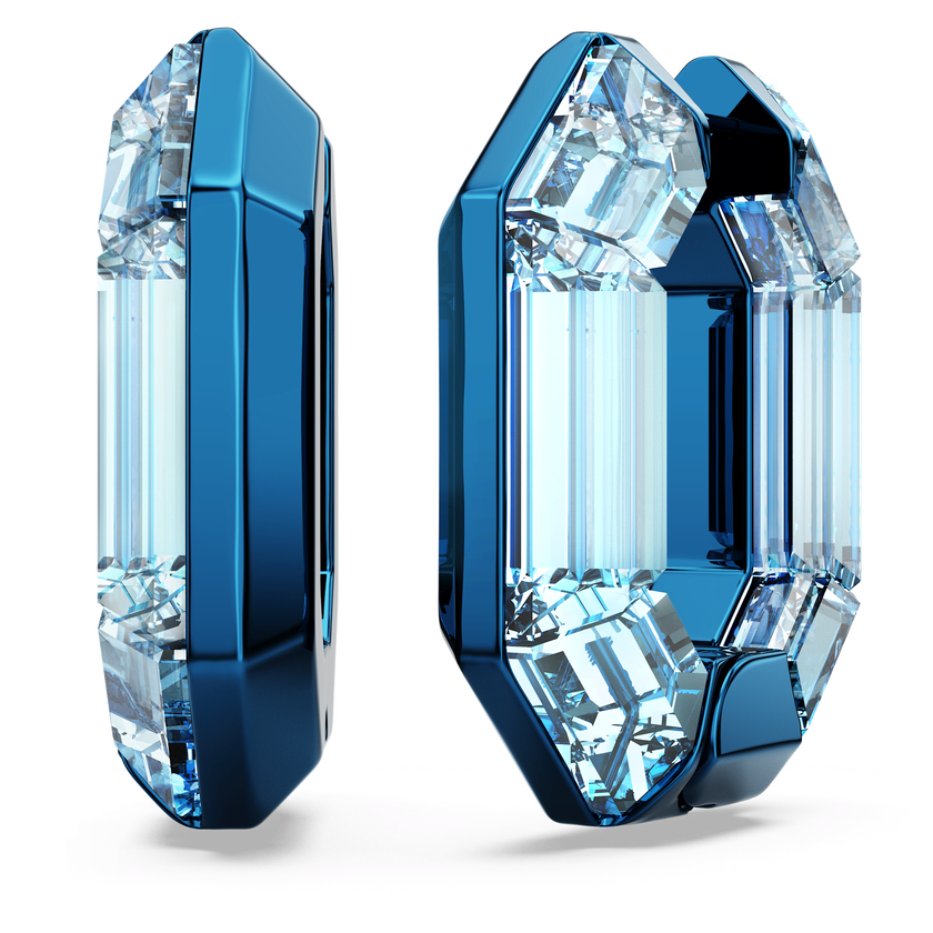 swarovski أقراط حلقية lucent، شكل مثمن، حجم صغير، لون أزرق