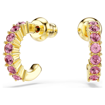 swarovski أقراط حلقية mini hoop، قطع مُستدير، لون وردي، لمسة نهائية من الذهب عيار 18 قيراط