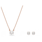 swarovski طقم attract، قطع مستدير، لون أبيض، طلاء باللون الذهبي الوردي