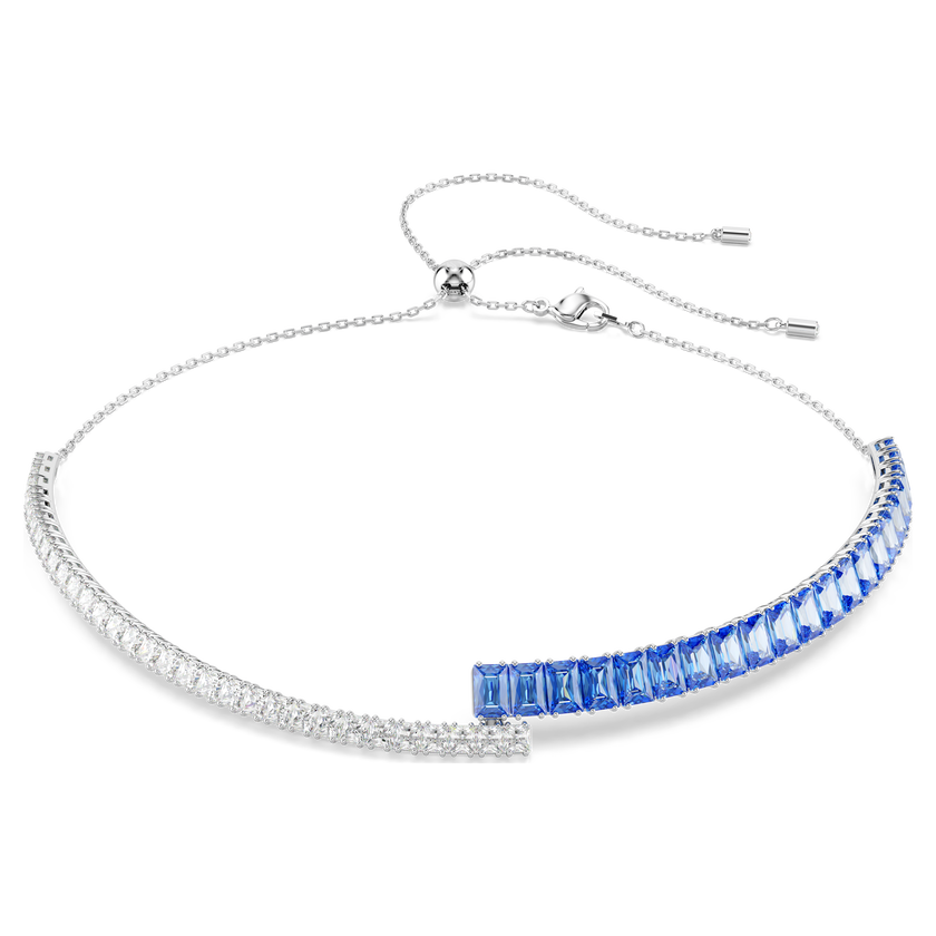 swarovski عقد شوكر matrix، قطع متنوع، لون أزرق، طلاء روديوم