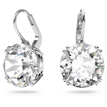 swarovski أقراط متدلية millenia، قطع مُستدير، لون أبيض، طلاء روديوم