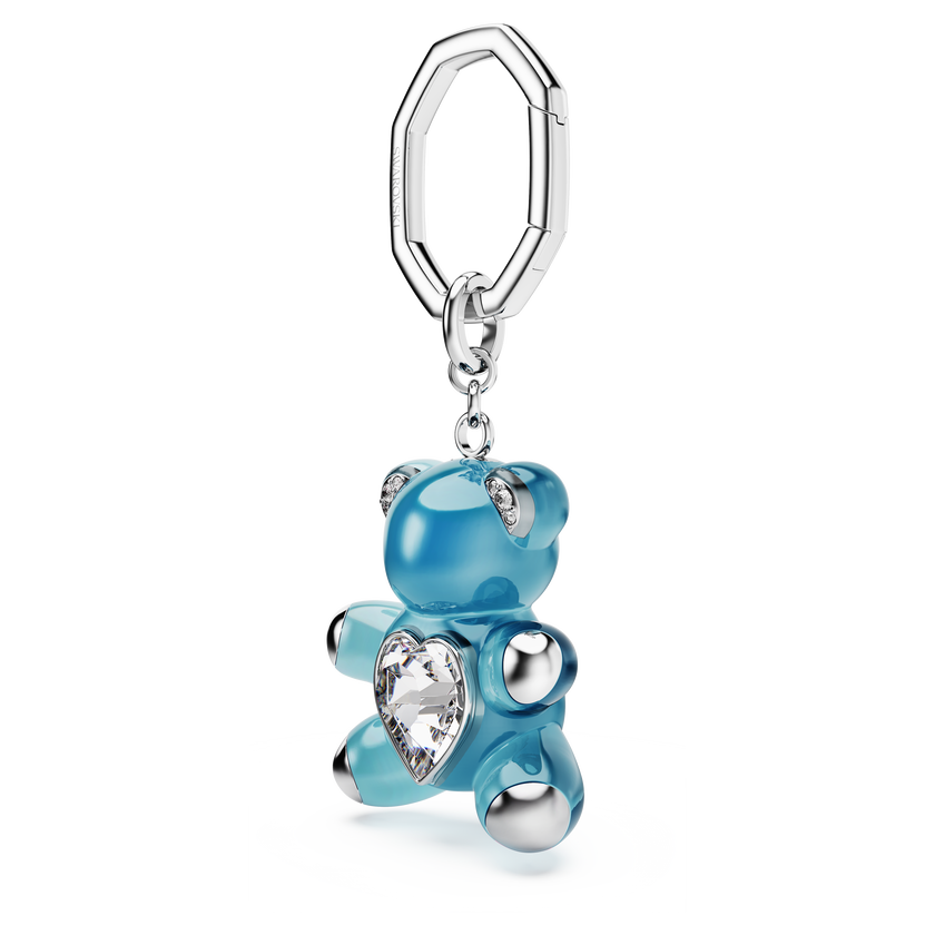 swarovski حلقة المفاتيح teddy، شكل دب، لون أزرق، طلاء روديوم