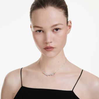 swarovski عقد constella، قطع متنوع، لون أبيض، طلاء روديوم