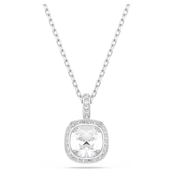 swarovski قلادة una angelic، قطع كوشن، لون أبيض، طلاء روديوم