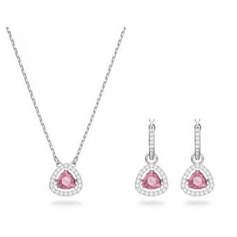 swarovski طقم millenia  2 ، لون وردي، طلاء روديوم