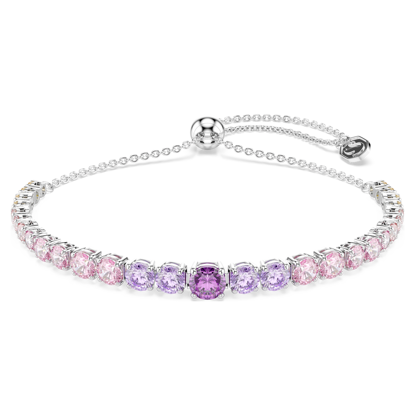 swarovski سوار matrix tennis، قطع مستدير متدرج، ألوان متعددة، طلاء روديوم