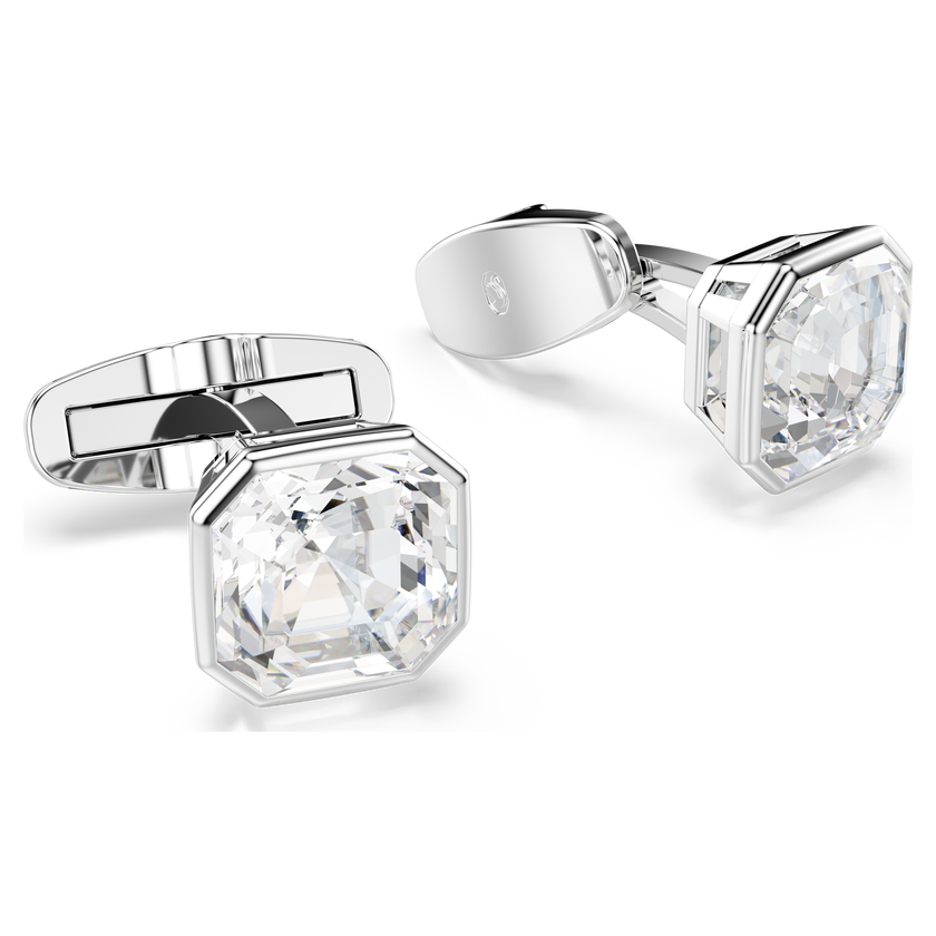 swarovski أزرار أكمام millenia، قطع مثمن، لون أبيض، طلاء روديوم