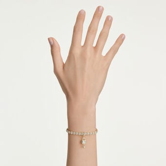 swarovski حلية idyllia، قطع متنوع، شكل قلب ومفتاح، لون أبيض، طلاء باللون الذهبي