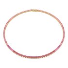 swarovski matrix tennis necklace  round cut  pink  gold tone plated
