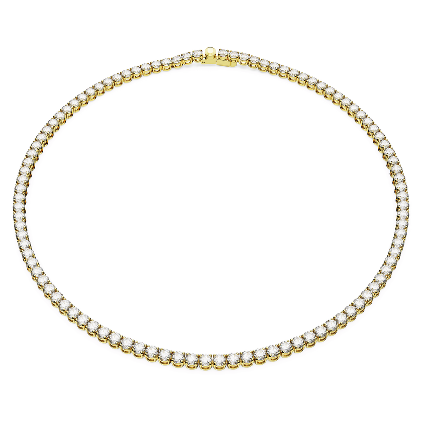 swarovski عقد matrix tennis، قطع مستدير، لون أبيض، طلاء بلون ذهبي