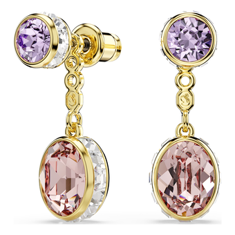 swarovski chroma drop earrings  mixed cuts  multicolored  gold tone plated