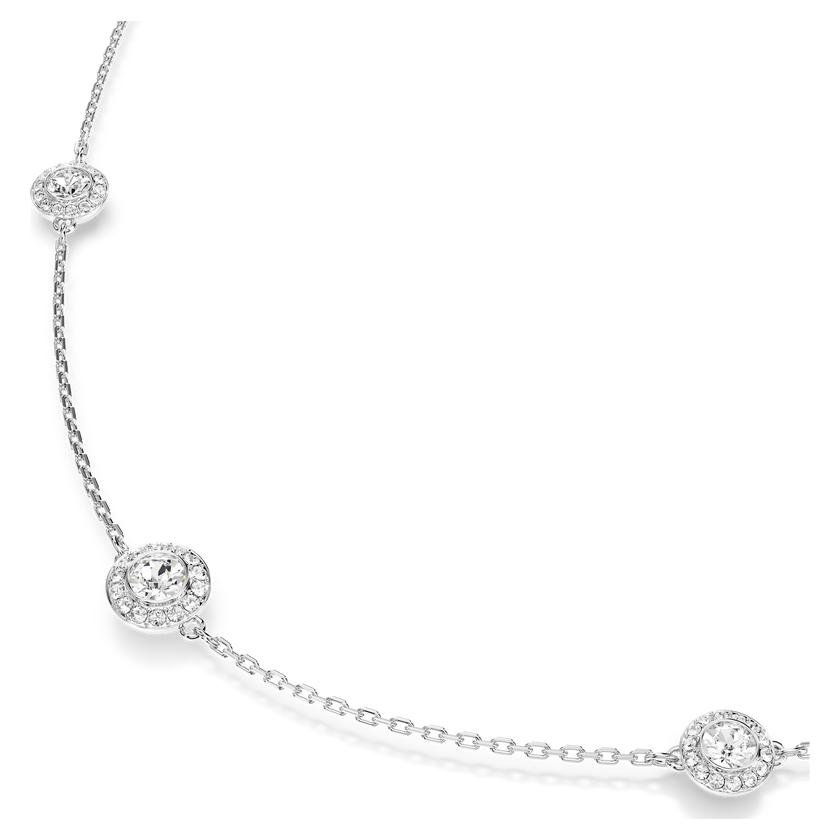 swarovski سلسلة طويلة una angelic، قطع مُستدير، لون أبيض، طلاء روديوم