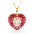 swarovski idyllia pendant  mixed cuts  heart  pink  gold tone plated