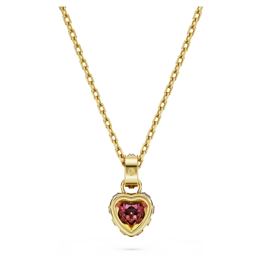 swarovski قلادة chroma، على شكل قلب، لون أحمر، طلاء بلون ذهبي
