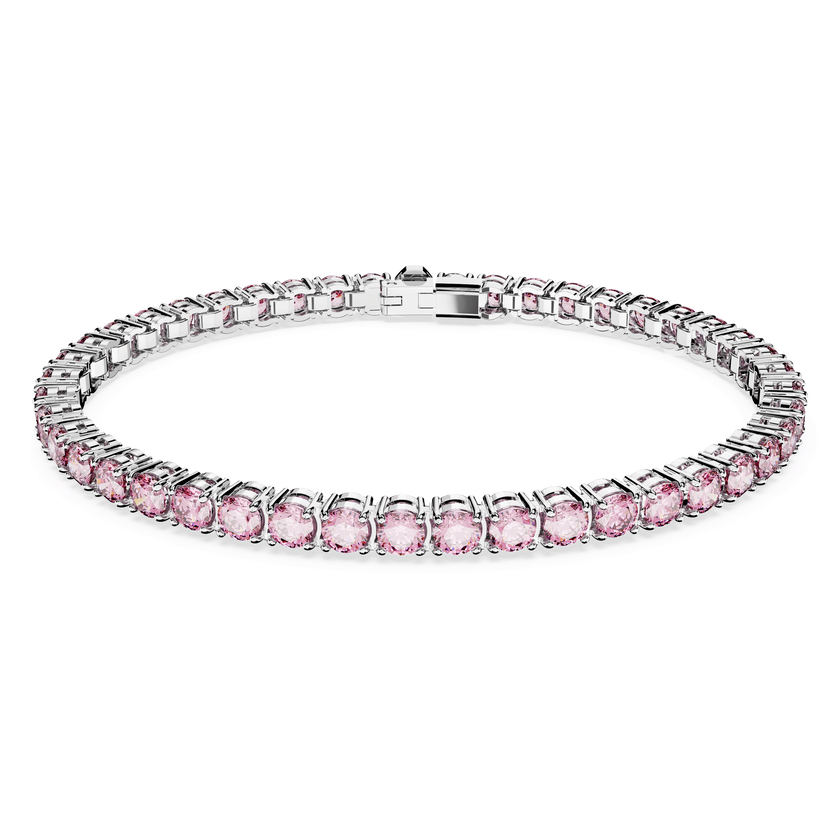 swarovski سوار matrix tennis، قطع مستدير، لون وردي، طلاء روديوم