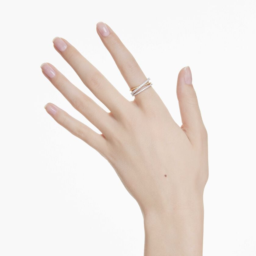 swarovski خاتم hyperbola، قطع متنوع، لون أبيض، لمسة نهائية من معادن مختلطة