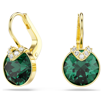 swarovski أقراط متدلية bella v، قطع مستدير، لون أخضر، لمسة نهائية من الذهب عيار 18 قيراط