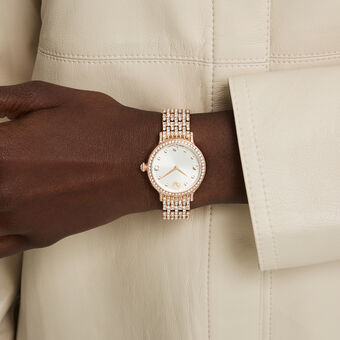 swarovski ساعة imber، صناعة سويسرية، سوار معدني، لون ذهبي وردي، لمسة نهائية باللون الذهبي الوردي