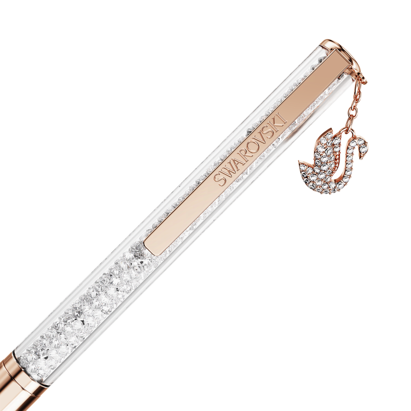 swarovski قلم حبر جاف crystalline، بجعة، طلاء باللون الذهبي الوردي