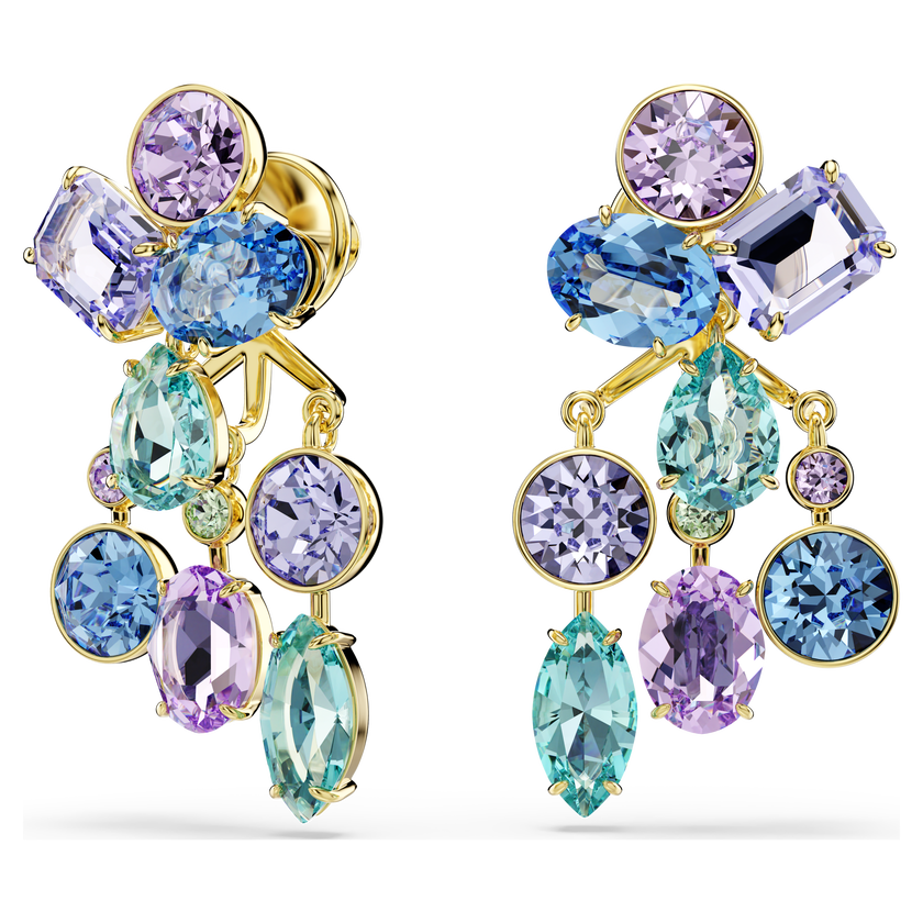 swarovski أقراط بحلية خلفية gema، قطع متنوع، ألوان متعددة، طلاء باللون الذهبي