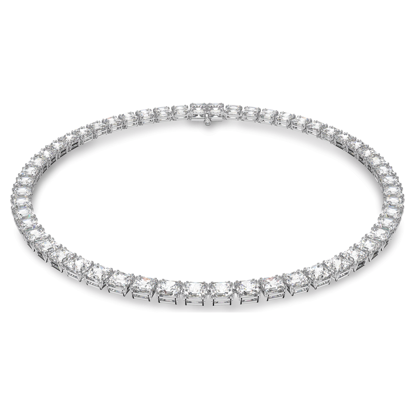 swarovski عقد تنس matrix، قطع مربع، لون أبيض، طلاء روديوم