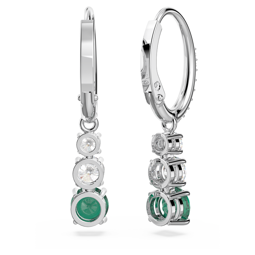 swarovski أقراط دبوسية attract trilogy، قطع مُستدير، لون أخضر، طلاء روديوم