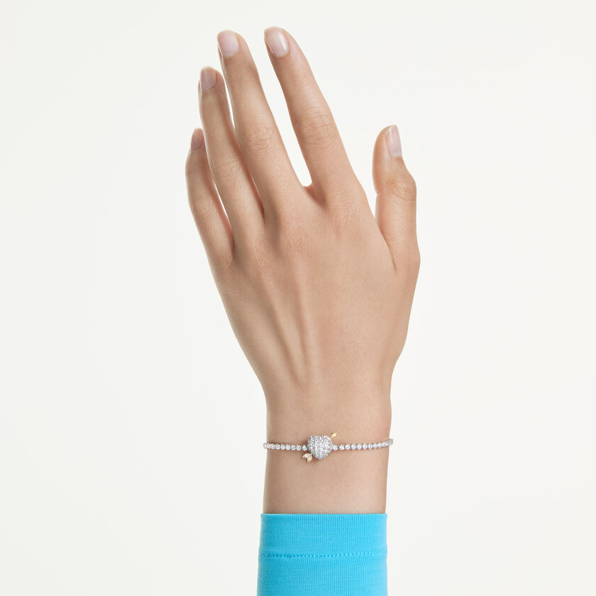 swarovski سوار idyllia، قطع متنوع، شكل قلب وسهم، لون أبيض، طلاء روديوم