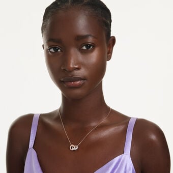 swarovski قلادة dextera، قطع مستدير، لون أبيض، طلاء باللون الذهبي الوردي