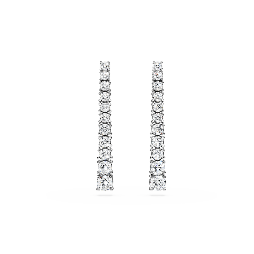 swarovski eternity drop earrings  lab grown diamonds 1 3 ct tw  round shape  18k white gold