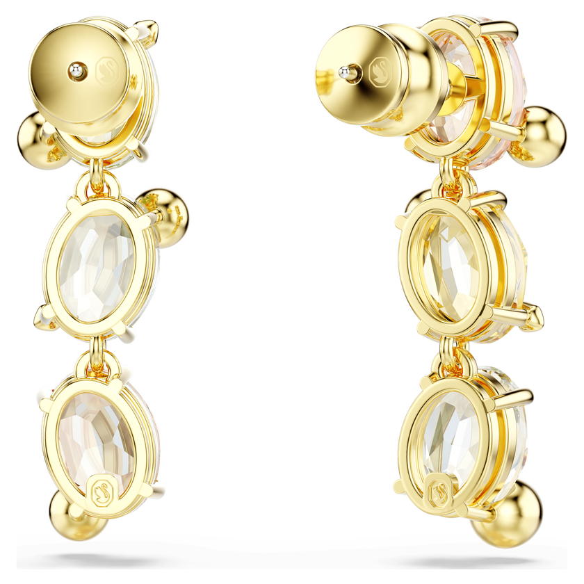 swarovski أقراط متدلية gema، تصميم غير متماثل، قطع متنوع، ألوان متعددة، طلاء باللون الذهبي