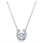 swarovski قلادة symbolica، قطع مستدير، أحجار كريستال صغيرة متراصة، شكل حدوة حصان، لون أزرق، طلاء روديوم