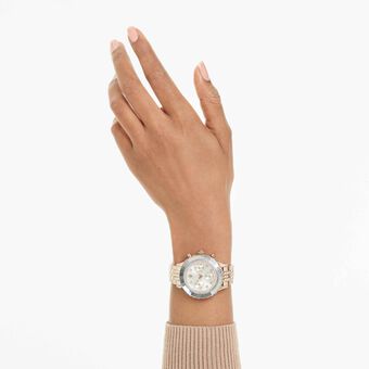 swarovski ساعة octea chrono، صناعة سويسرية، سوار معدني، لون ذهبي، لمسة نهائية بلون شامبين ذهبي