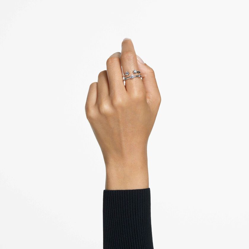 swarovski خاتم constella، طقم من قطعتين، قطع مُستدير، لون أبيض، طلاء روديوم