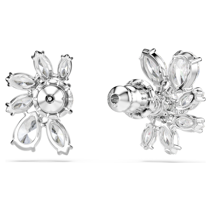 swarovski أقراط دبوسية mesmera، قطع متنوع، شكل زهرة، لون أبيض، طلاء روديوم