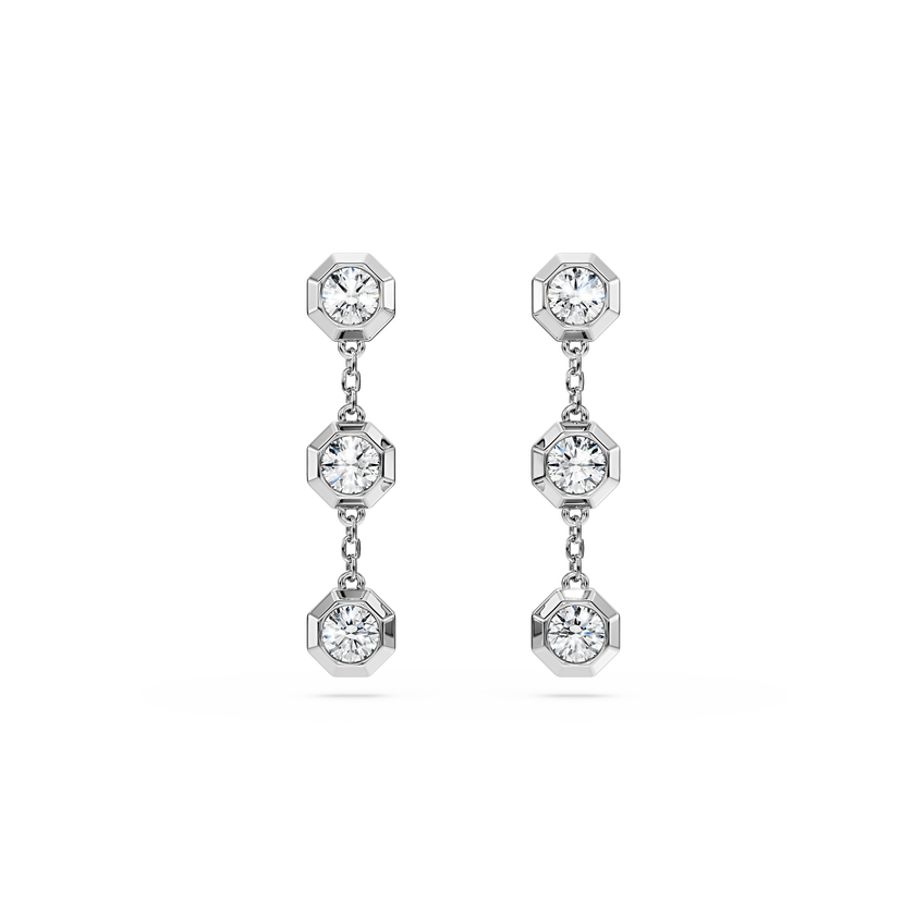 swarovski octagon drop earrings  lab grown diamonds 0 6 ct tw  round shape  sterling silver